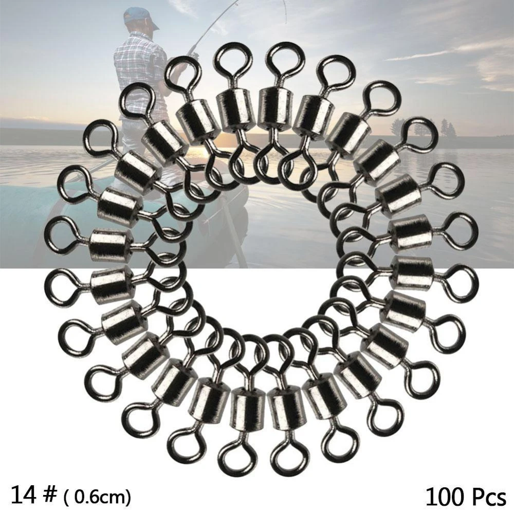 PRO Rolling Fishing Barrel Bearing Swivel Solid Ring Tackle Connector HOT