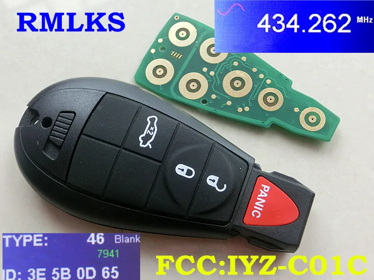 Дистанционный умный ключ 434 МГц PCF7941 чип подходит для Chrysler 300 город и вездеходная машина ключ дистанционного управления M3N5WY783X/IYZ-C01C - Цвет: J
