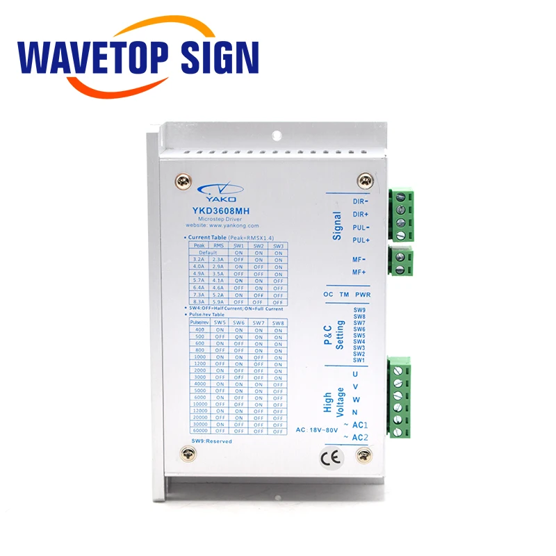 YAKO Драйвер шагового двигателя YKD3608MH 3 фазы Вход Напряжение AC18 80V ток 5.9A 350 Гц матч
