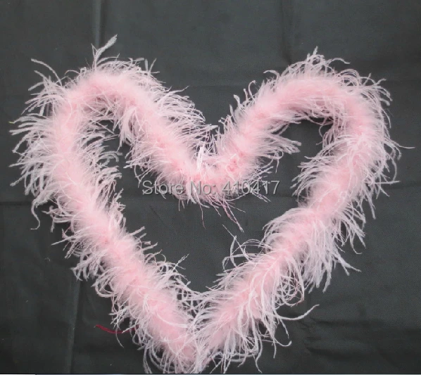 1pcs/lot Ostrich Feather Boa Trim Light Pink Color Marabou Feathers Boa