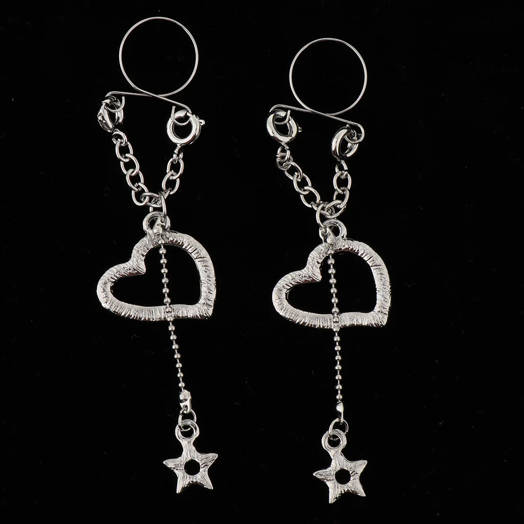 1 Pair Clip On Fake Non Pierce Nipple Rings Crystal Dangle Non Pierced Body Jewelry