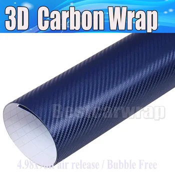 

Dark Blue Carbon Fiber Vinyl With Air Bubble Free For Car / Laptop Wrapping covers Vehicle wrapping Stickers 1.52x30m/Roll