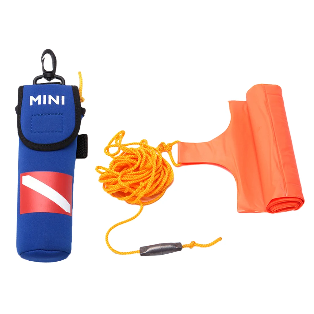 1 Set Portable 55 Inch Diving Buoy (SMB) Kit &  14.76ft Yellow Line Dive Below Sausage