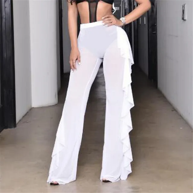 Women Beach Pants Mesh Sheer Bikini 
