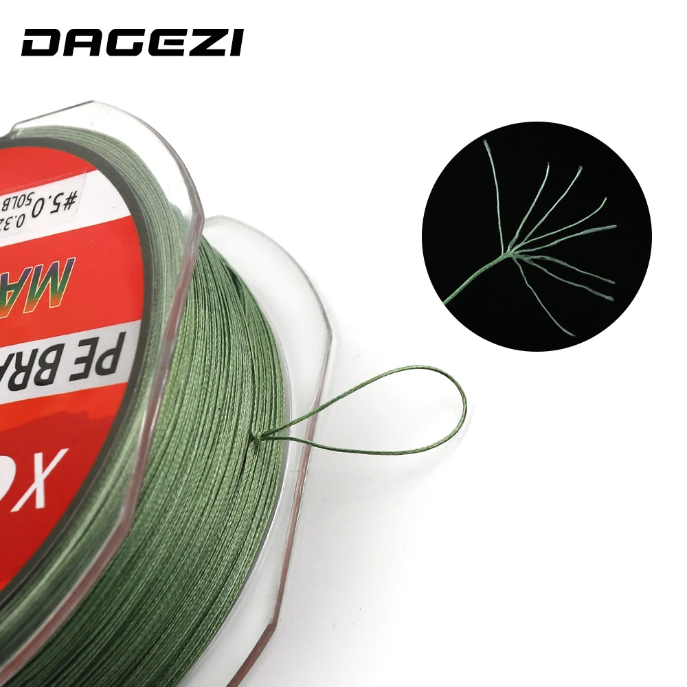 DAGEZI 100% PE Braided Fishing Line smoother line 8 strand 300m Super  Strong brand fishing lines 10 20LB 30LB 40LB 50LB 80LB