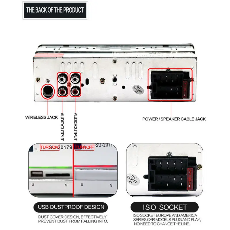 1Din авто радио AUX аудио AM/FM SD Bluetooth стерео MP3 плеер головное устройство