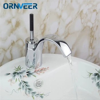 

Free Shipping Solid Style Chrome Bathroom Faucet Deck Mounted Silver Single Hole Brass Basin Sink Mixer Tap C-026
