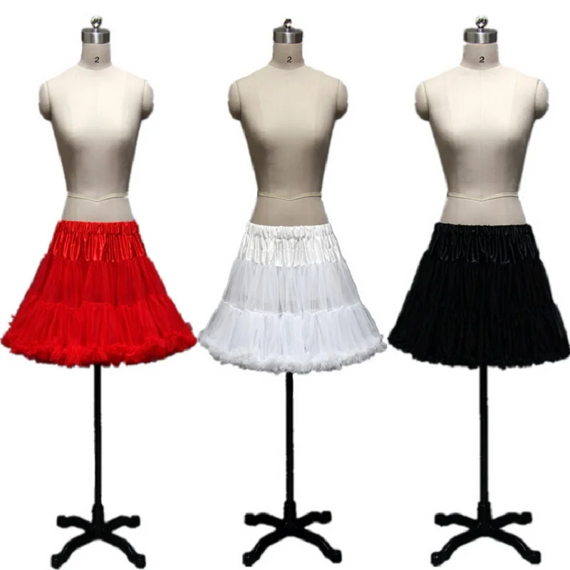 Short Petticoat 2016 A Line Cheap Petticoats for Wedding Dress Prom Cocktail Black White Red Tulle Bridal Petticoats Underskirts