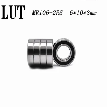 

High quality 10PCS ABEC-5 MR106-2RS MR106 2RS MR106 RS MR106RS 6x10x3 mm rubber sealing cover miniature deep groove ball bearing