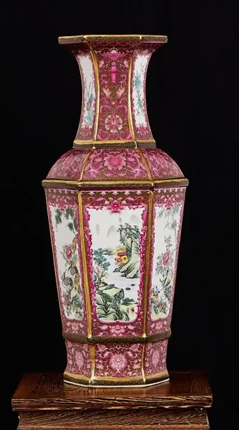Цзиндэчжэнь керамика имитация Qianlong год античная ваза Китайская классическая гостиная украшения ремесла Декоративные ваза - Цвет: 4