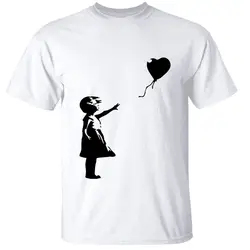 Banksy/мужская футболка для девочек с балоном, футболка, крутая футболка с граффити стрит-арт, хипстерская хлопковая футболка с короткими