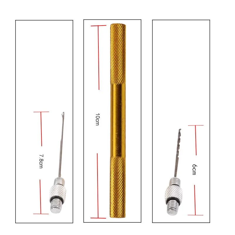 Новинка 10 шт./лот, многоцветная алюминиевая бойская игла с дрелью, приманка для ловли рыбы, инструмент для ловли рыбы/установка для волос, инструмент для зимней рыбалки