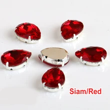 Nähen Auf Kristalle Strass 10x14mm 13x18mm 18x25mm 20x30mm TearDrop Abendkleid Dekorationen Rot Sewing Auf Klaue Strass