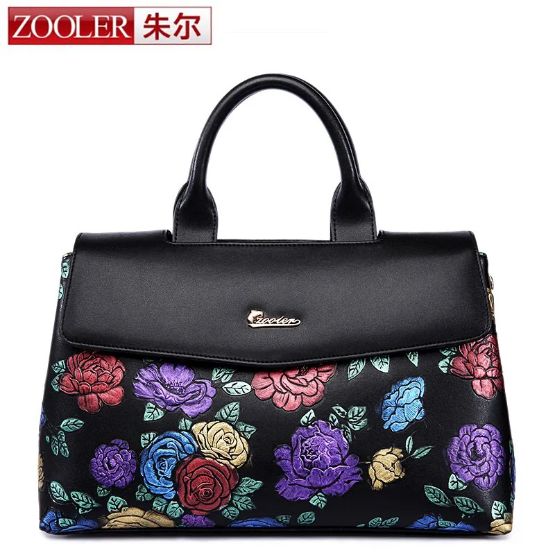 ZOOLER Luxury Genuine Leather Designer Women Bags Handbags Embossed