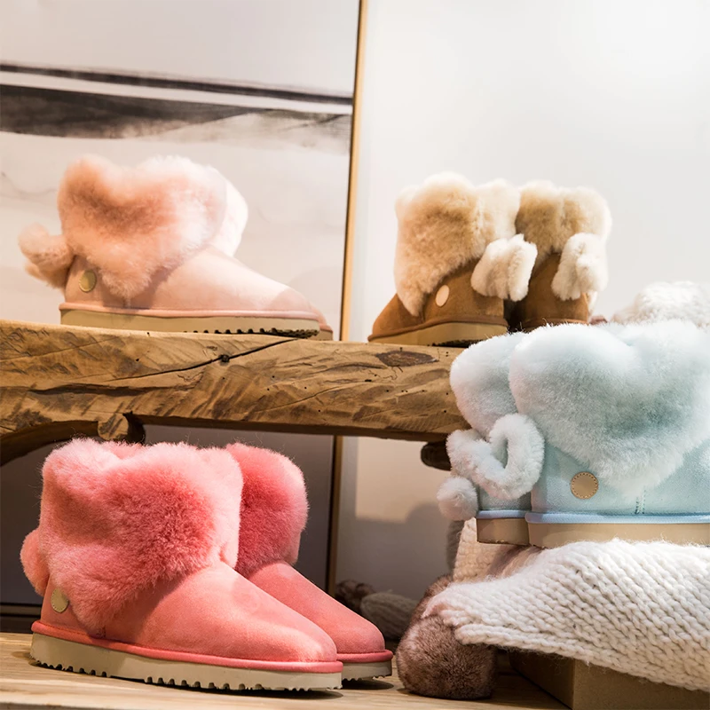 

2008 New Winter Snow Boots Goatskin and Fur Joint Name with Love-shaped Slip-proof and Suede Cotton Shoe Boots