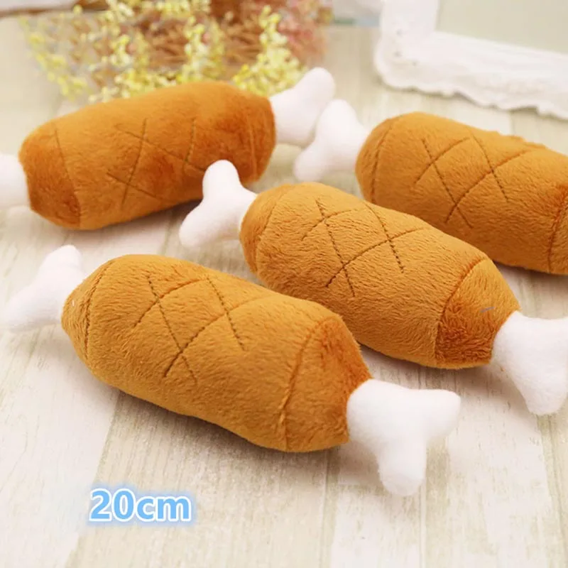 1Pc Pet Plush Chicken Leg Play Toys Dog Puppy Squeaker Sound Chew Treat Holder New