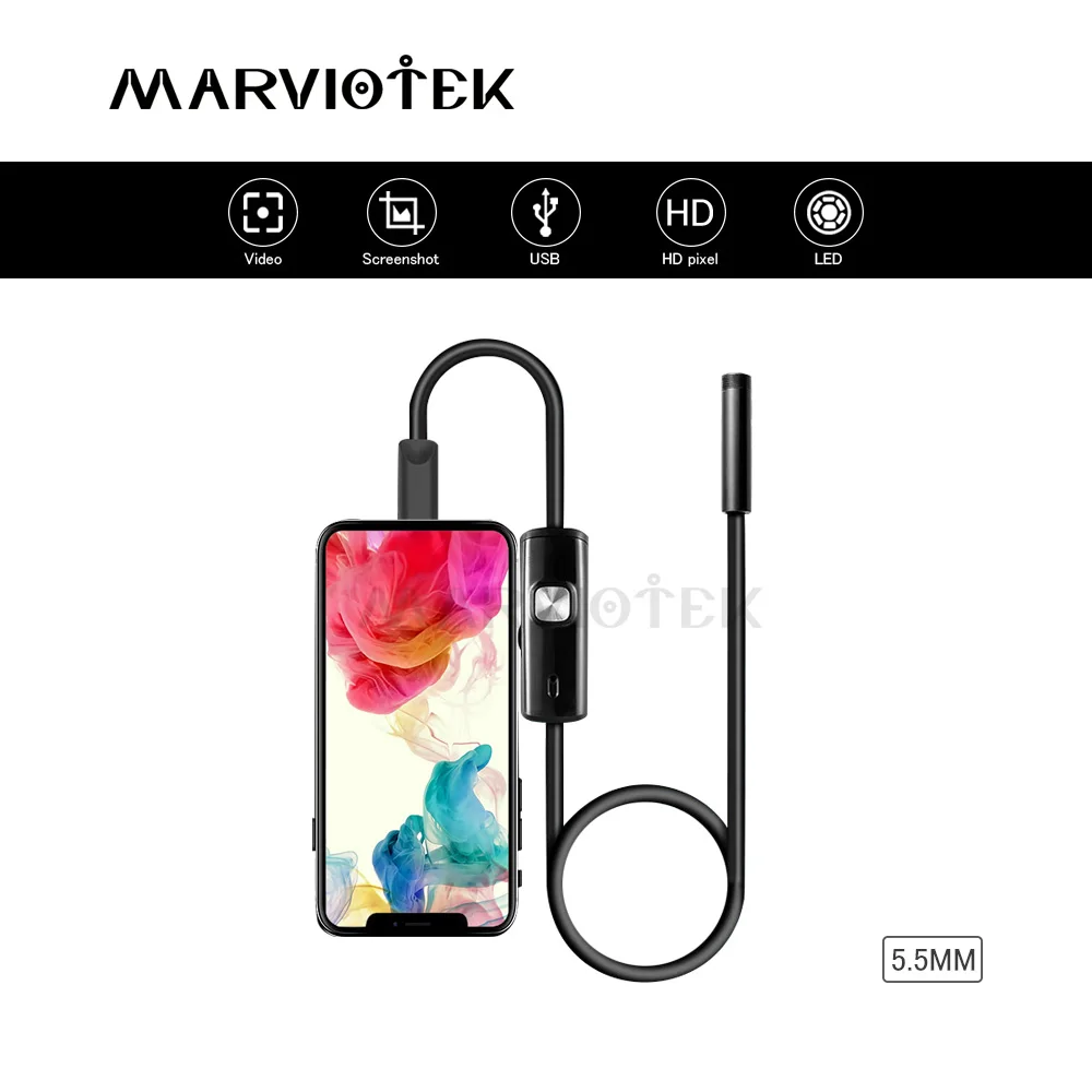 5,5 мм Micro USB эндоскоп камера 1/1. 5/2/3,5/5 м эндоскоп android камера мини-телефон бороскоп инспекционная автомобиля эндоскопические камеры