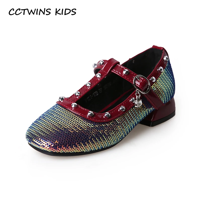 

CCTWINS Kids Shoes 2019 Spring Girls Toddler Fashion Party Dress Glitter Baby Studded Shoes Mary Jane Princess Flat Green GH1733