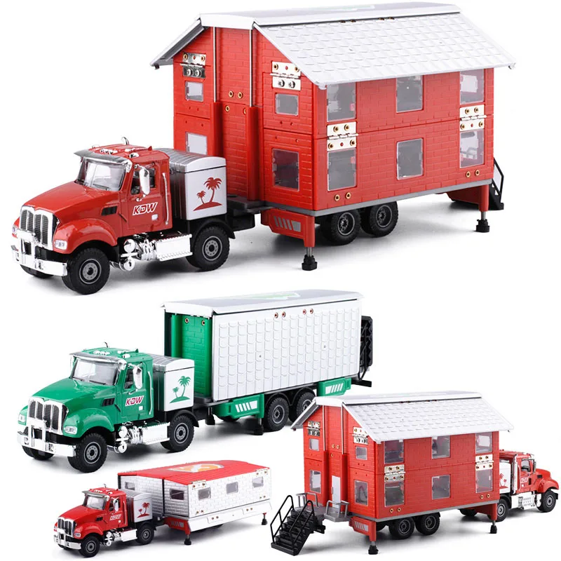 

KDW 1:50 Double Layer Transformation Touring Car Toy Alloy Caravan Model Truck Kids Toys Tow Trucks