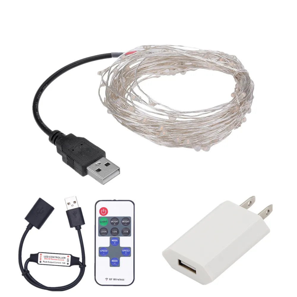 

5V 1A USB led lights string waterproof holiday lighting for Christmas tree fairy wedding party with RF controller and in EU / US