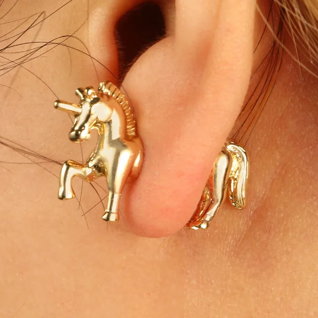 Fashion Horse Stud Earring Set For Women Retro Gold Color Animal Fashion Horse Stud Earring Set For Women Retro Gold Color Animal Ear Studs Dropshipping Brincos