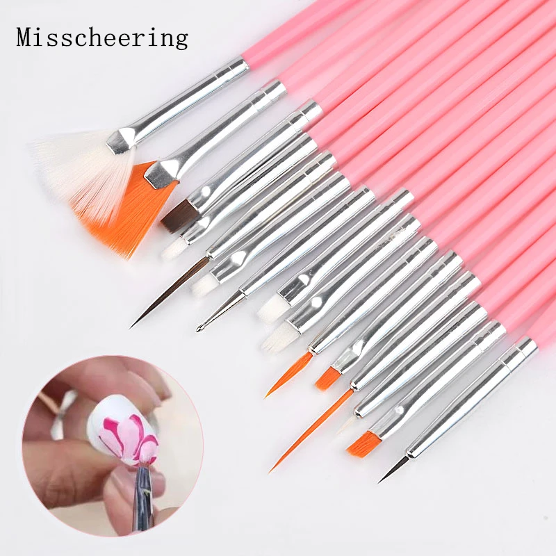 15 шт. Профессиональный Nail Art Brush Set Рисование линий ручка UV гель для ногтей конструкции акрил идеальный маникюр книги на инструменты - изображение