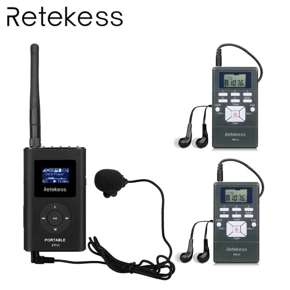 RETEKESS Беспроводная система гида для направляющих встреч перевод 1 fm-передатчик+ 2 радиоприемника портативное радио
