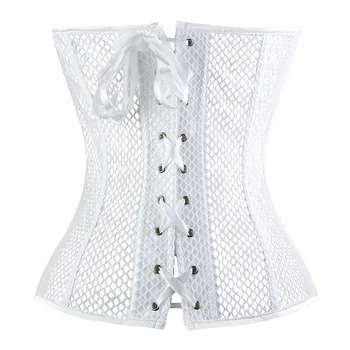 Lace Corset Sexy Bustier Mesh Corselet Summer Underwear Clothing Black White Lingerie G-string Slimming Party Outfits S-2XL 4