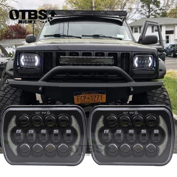 

OTBS 5X7 7X6 Inch Retangular Feixe Farol Com DRL para H6014 H6052 H6054 H6052 Square headlight for Jeep Cherokee XJ