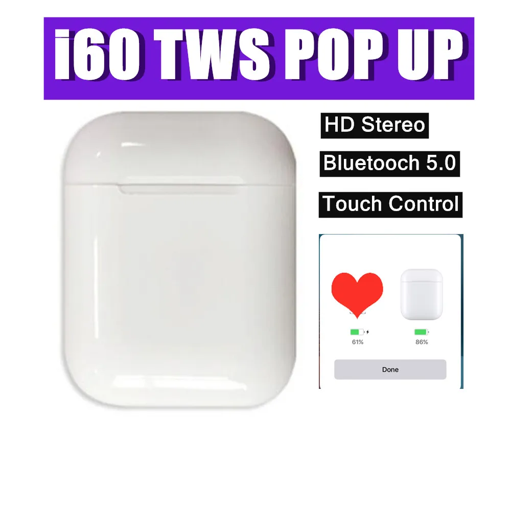 

i60 tws pop up pk AP2 i20 i30 i50 i80 wireless bluetooth earphones touch control sport Earbuds headsets for iphone