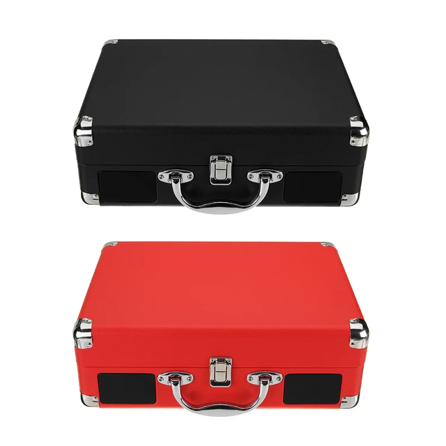 Vintage 33/45/78 RPM Bluetooth Portable Suitcase Turntable Vinyl LP Record Phone Player 3-Speed Aux-in Line-out 100-240V