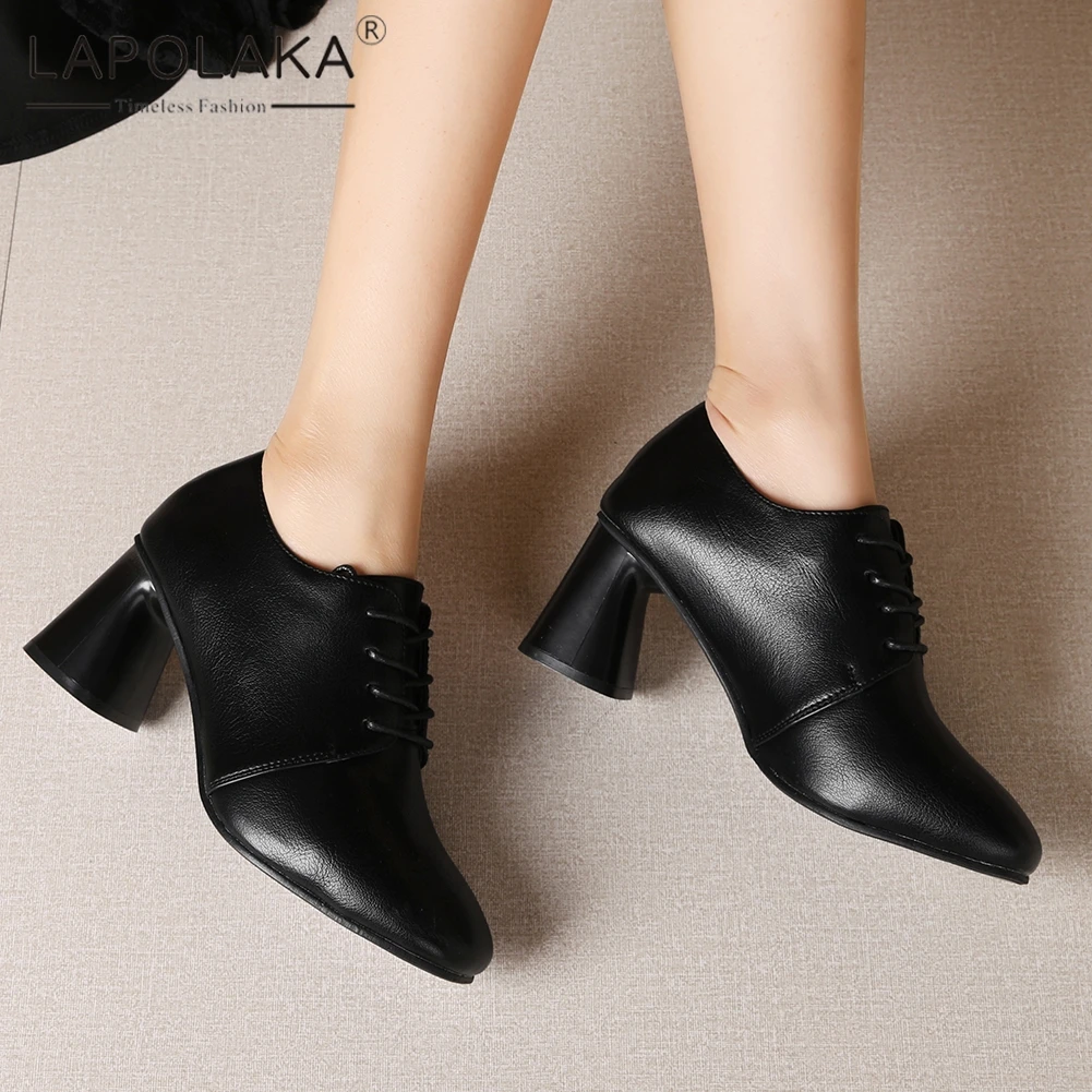 

Lapolaka Large Size 42 Shoelaces Fashion New Hot Pumps Woman Shoes Strange Style Casual Black Shoes Woman Pumps Female