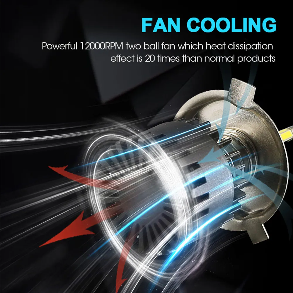  Inlong 2Pcs H4 LED Headlight Bulbs H11 H1 H7 9005 9006 SAM Chips 80W 10800LM 6500K Car Led Auto Hea - 33001010716