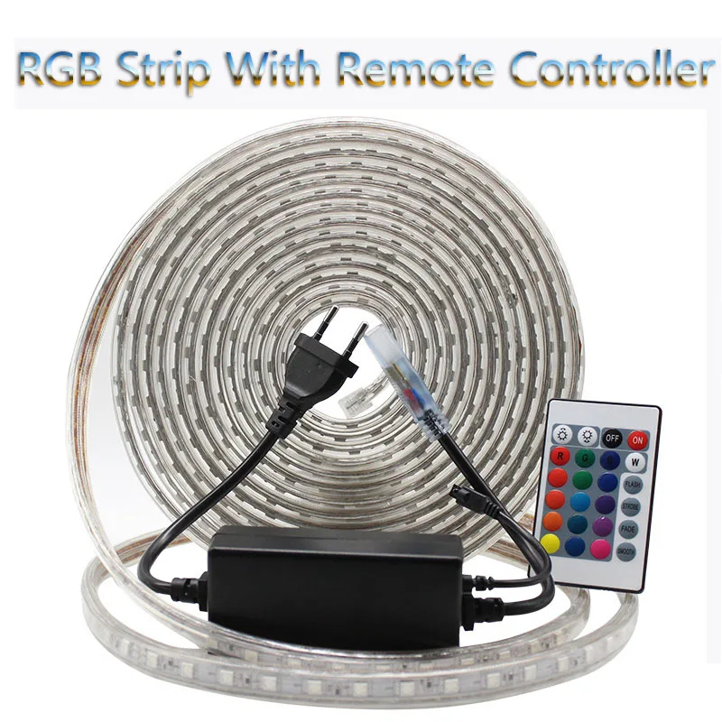 Светодиодная лента RGB ac220в SMD2835 120 светодиодов/м штепсельная вилка европейского