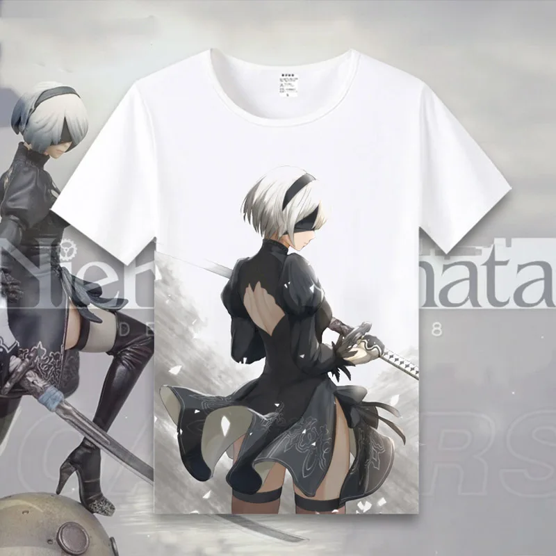Coshome New Game NieR Automata 2B T-shirts NieRAutomata T Shirt Men Women Tops Short Sleeves Summer Tees (12)