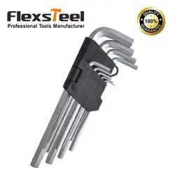 Flexsteel 9 шт. шестигранных ключей Гаечные ключи комплект Аллен Гаечные ключи 1.5-10 мм длинные Размеры CR-V Материал с хромированная поверхность