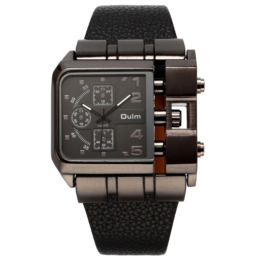 Reloj hombre Депортиво OULM бренда оригинальные уникальный дизайн квадратный мужские наручные часы широкий большой набор Повседневная кожаный