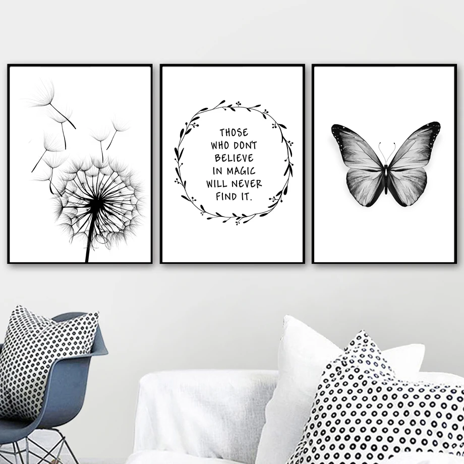 

Dandelion Butterfly Quote Wall Art Canvas Painting Nordic Poster And Prints Scandinavian Wall Picture For Living Room Home Decor