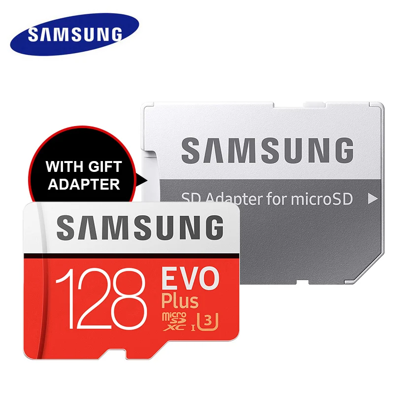 SAMSUNG Micro SD карты памяти EVO+ 128 Гб 64 Гб оперативной памяти, 32 Гб встроенной памяти, 95 МБ/с. 100 МБ/с. C10 SDHC/SDXC U1 U3 TF Card 64 г 32 г карты - Емкость: 128 ГБ