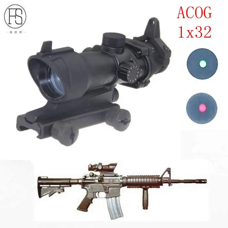 

Support wholesale ACOG 1x32 crosshairs green and red dot range with red dot sight tactical shooting / hunting range CS