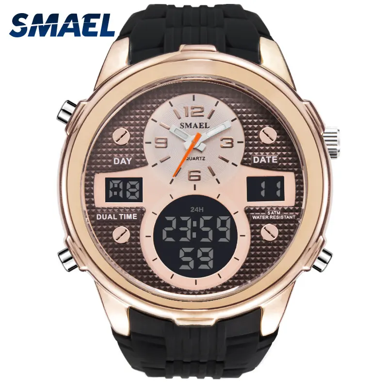 

New 2018 SMAEL Watch Men Sports Watches Mens Watches Quartz Silicone Band Dual Display Analog Digital Watch reloj de hombre