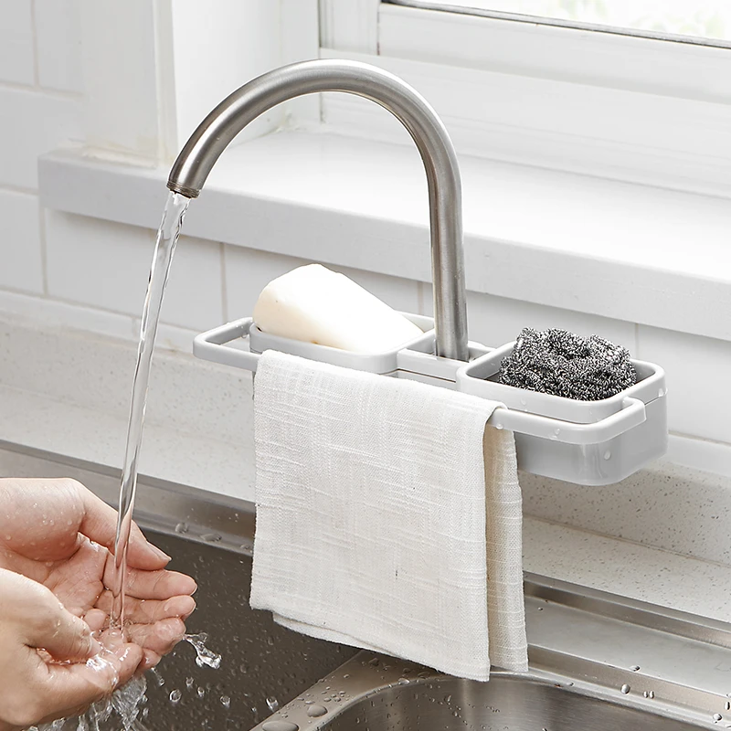 Details about   Hot Sink Hanging Storage Rack Holder Sponge Bathroom Kitchen Faucet Clip Dish 