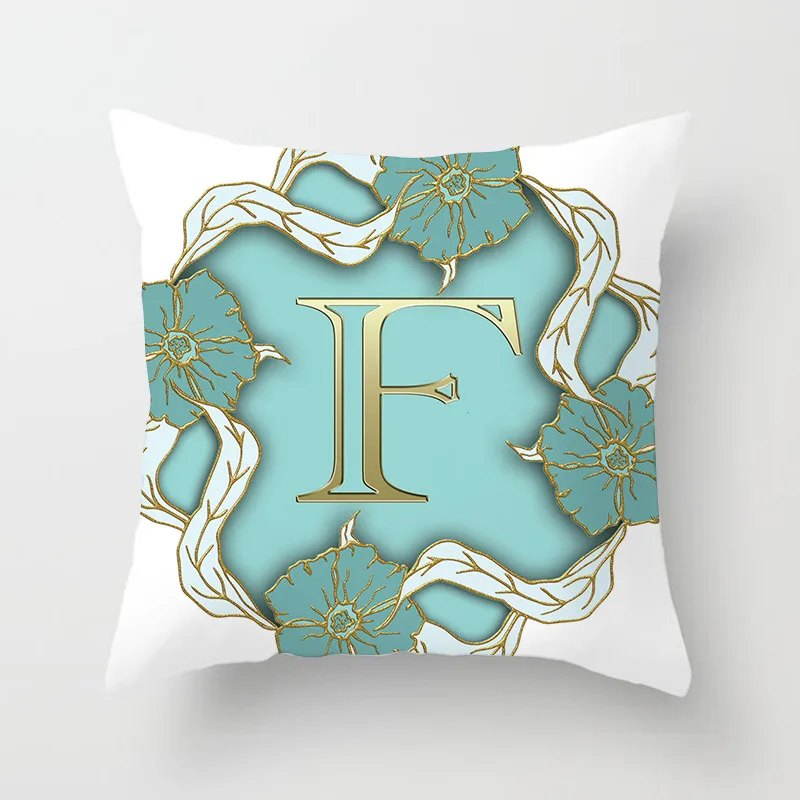 26 Alphabet Gold Letter Pillow Cover