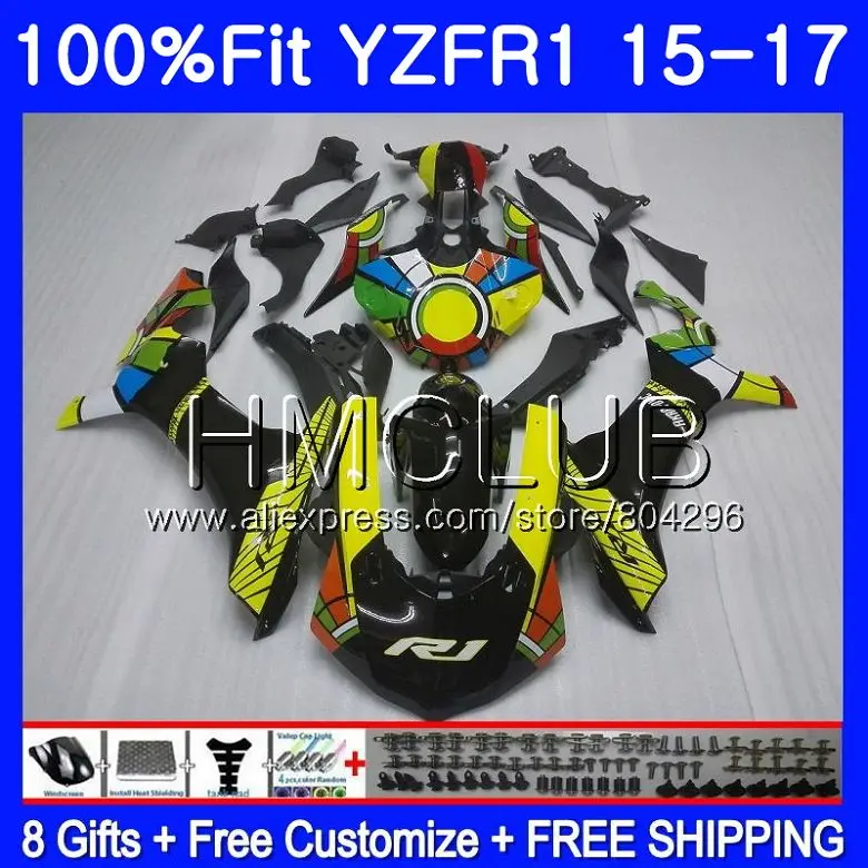 

Injection Kit For YAMAHA YZF R1 1000 YZFR1 15 16 17 113HM.5 YZF R 1 YZF-1000 YZF1000 YZF-R1 New rainbow 2015 2016 2017 Fairing
