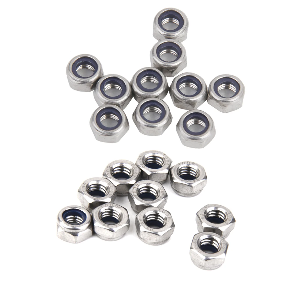 20x M5&M6 Stainless Steel A2 Nylon Collar Insert Self-lock Nuts Bolts Screws