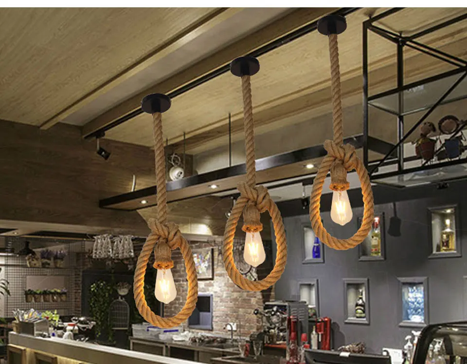 1m 2m Retro E27 Hemp Rope Pendant Light (9)