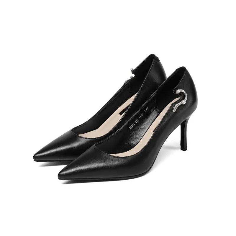 

2019 spring and autumn new single shoes stiletto high pointed shallow mouth fashion women's shoes black ljj 0428