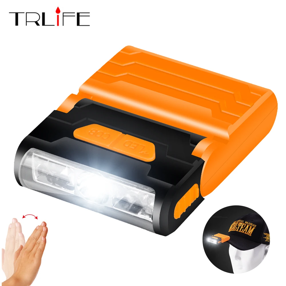 

Rechargeable Motion Sensor LED Headlamp Body Induction Hat Clip Light Adjustable Lamp Cap Waterproof Built-in Lithium Battery