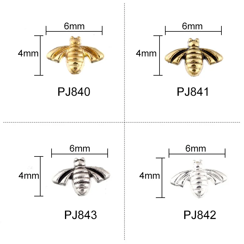 Blueness 10 шт./лот Золото Серебро маленькая пчелка дизайн стразы аксессуары для ногтей Маникюр УФ гель металлический дизайн ногтей украшения шпильки