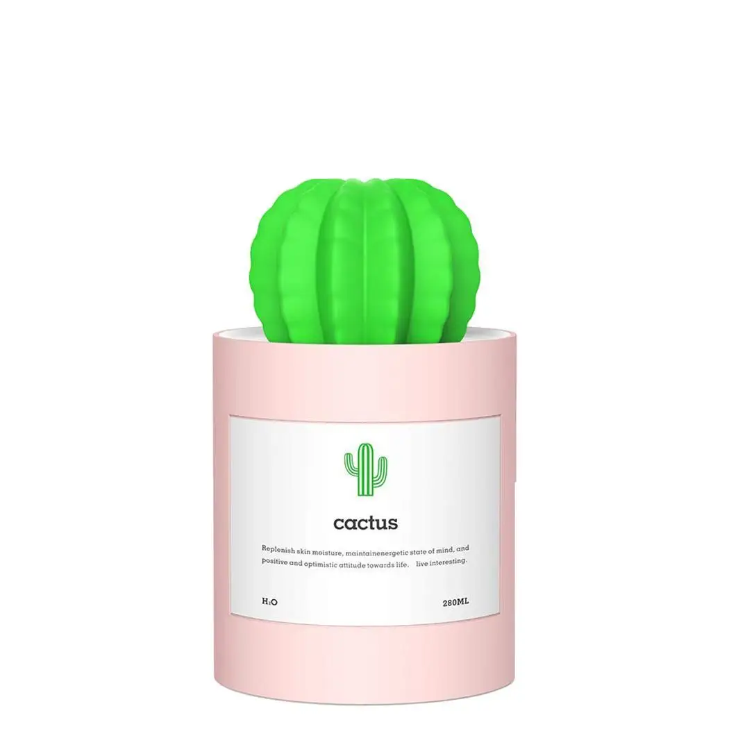 

280ml Ultrasonic Air Humidifier Aroma Essential Oil Diffuser Cactus Humidifier Mist Fogger Maker LED Night Light Home Office